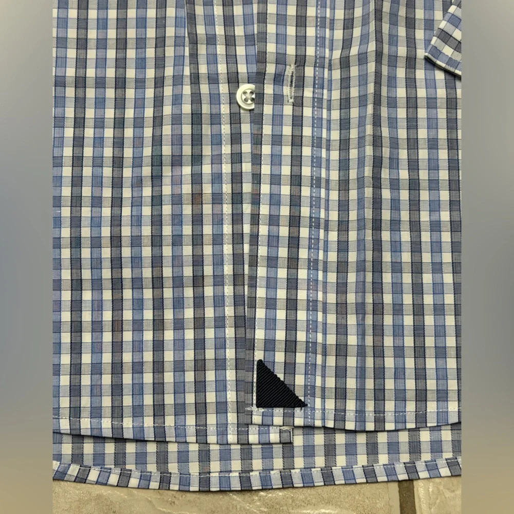 Untucked Men's Blue Button Down Plaid Shirt - Picture 2 of 4